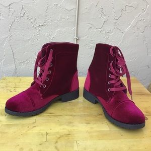 Red velvet boots